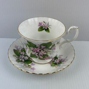 Royal Albert Mayflower Teacup Saucer Set Vintage Pink Floral Bone China England